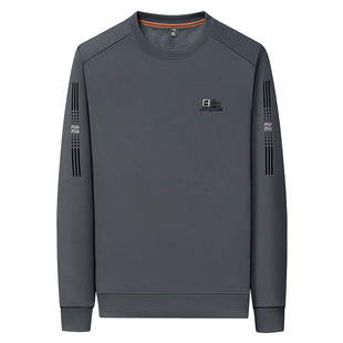 皮尔卡丹秋冬男士抗皱免烫长袖t恤圆领卫衣宽松百搭加绒打底男装