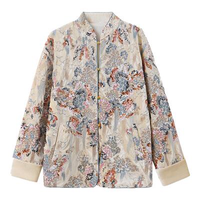 新中式秋冬亮片刺绣设计厚款棉服