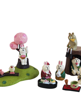 日式兔子树脂公仔摆件桌面可爱