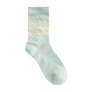 Himade socks韩系设计感小猫透气中筒袜子女甜美可爱棉袜通勤长袜