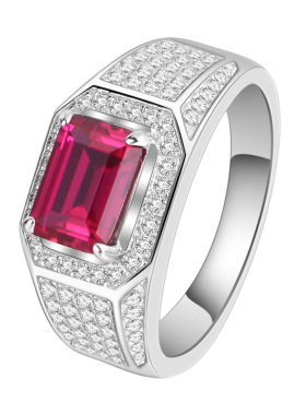 培育红宝石戒指男潮小众设计
