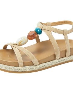 康莉三色石幸运凉拖女厚底
