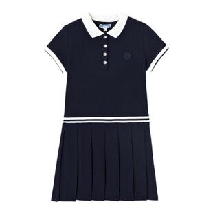 Jacadi亚卡迪法国女童连衣裙夏季款运动风Polo领A字裙子2037042