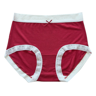 好运连连~新年红色本命年内裤女生结婚喜庆莫代尔纯棉无痕蕾丝边