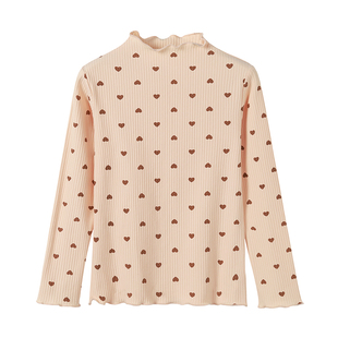 儿童半高领打底衫女童春装纯棉内搭女孩洋气上衣秋冬宝宝长袖t恤