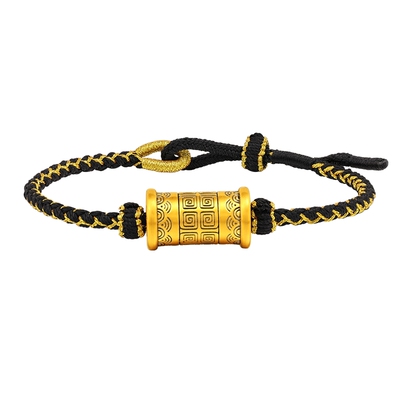 【520礼物】老庙黄金足金海波纹转运珠手绳5D乘风破浪潮酷送男友