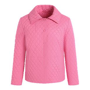 黛玛诗2025年秋季新款翻领菱形格棉服女休闲通勤保暖上衣棉衣短款