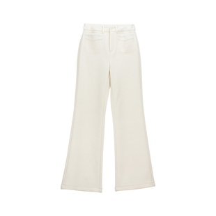 天丝绵羊毛筒喇裤女冬季加绒加厚休闲裤小个子微喇裤子-112725DK