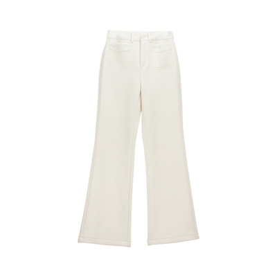 天丝绵羊毛筒喇裤女冬季加绒加厚休闲裤小个子微喇裤子-112725DK