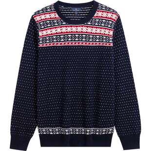 Brooks Brothers/布克兄弟男士25秋冬新品绵羊毛针织花纹毛衣