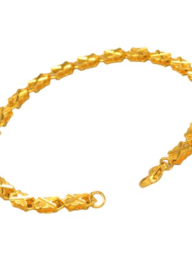 原创定制镀24K金色四叶草十字双面包金手链女款简约气质不易掉色