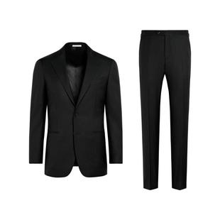 SUITSUPPLY秋西服黑色S150支羊毛男士西装套装经典