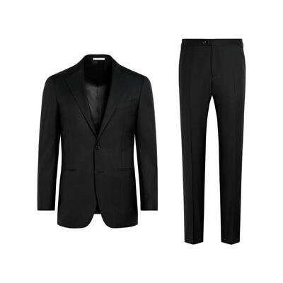 SUITSUPPLY西服黑色S150支羊毛男士西装套装经典