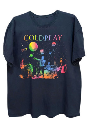 Coldplay酷玩乐队水彩梦幻风短袖