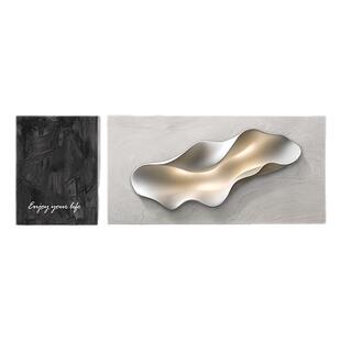 现代轻奢客厅装饰画画黑白抽象肌理感双联墙壁画画大气沙发背景墙