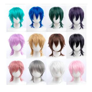 秀琴家 万用反翘cos假发加长发尾收脸动漫游戏假毛男短发帅气