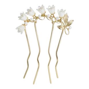 简语新中式花朵发饰女高级感头饰盘发衩梳发卡古风步摇发簪u型簪