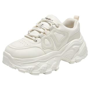 大东白色厚底老爹鞋女款2026新款秋冬鞋子休闲运动鞋小个子增高鞋