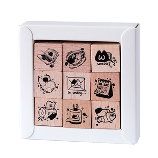 朝雨 日常打卡手帐印章套装可爱兔子表情包天气儿童diy迷你装饰