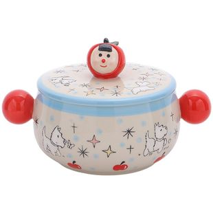 红苹果餐具陶瓷菜盘子可爱的碗家用高颜值沙拉碗泡面碗创意马克杯