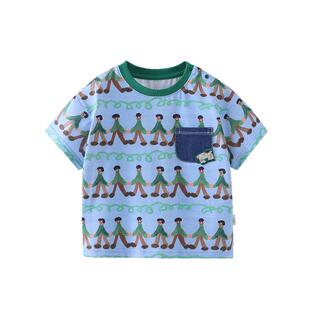 [7A抗菌小树人T]齐齐熊宝宝t恤短袖夏款男童半袖夏季儿童体恤上衣