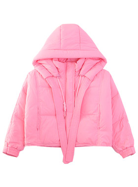 女童冬装羽绒服儿童韩版加厚连帽短款白鸭绒潮酷蝙蝠衫面包服外套