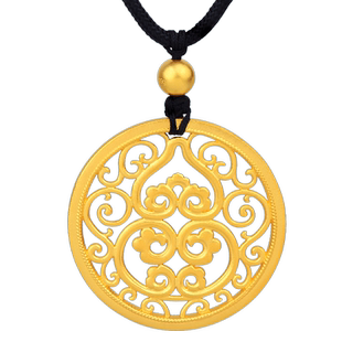 老庙黄金足金项链古韵金吊坠男女款春华古法金正品计价项链婚嫁礼