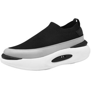 男鞋2026新款夏季飞织网面透气潮流厚底增高休闲一脚蹬运动袜子鞋