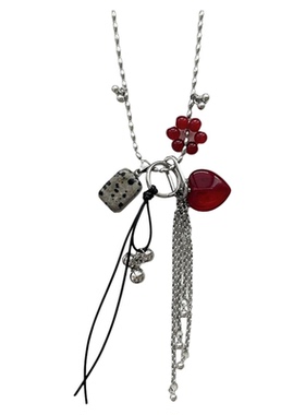 2025新款爆款斑点石爱心方块长款项链女百搭高级感小众百搭毛衣链