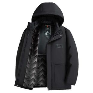 罗蒙加绒加厚冬季男士棉服男款新款防寒保暖棉袄棉衣爸爸冬装外套