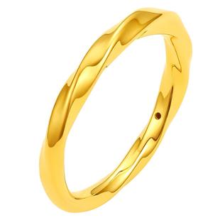 周六福黄金5D戒指女足金计价硬金莫比乌斯环素戒对戒新年礼物