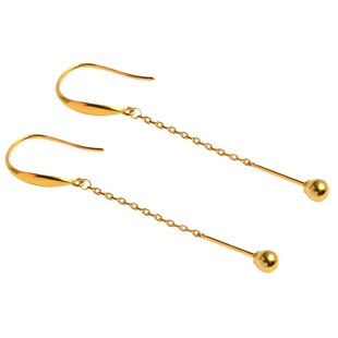 18k金耳钩款黄金珍珠空托耳环纯金圆珠子耳环耳坠diy配件材料