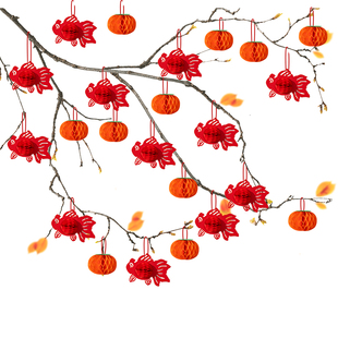 新年小灯笼挂饰绿植树上2026马年过年装饰品挂件春节年味氛围布置