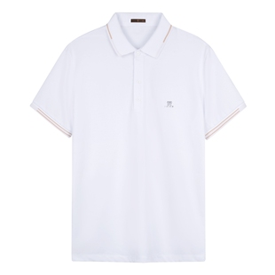 才子纯色翻领短袖POLO衫男士2024夏季新款商务休闲珠地棉短袖T恤
