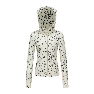 y2k轻亚比斑点狗卫衣开衫女春季修身显瘦连帽外套拉链上衣设计感