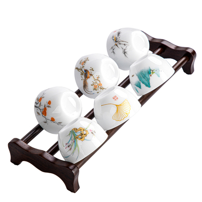 冰种玉德化白瓷茶杯套装6个