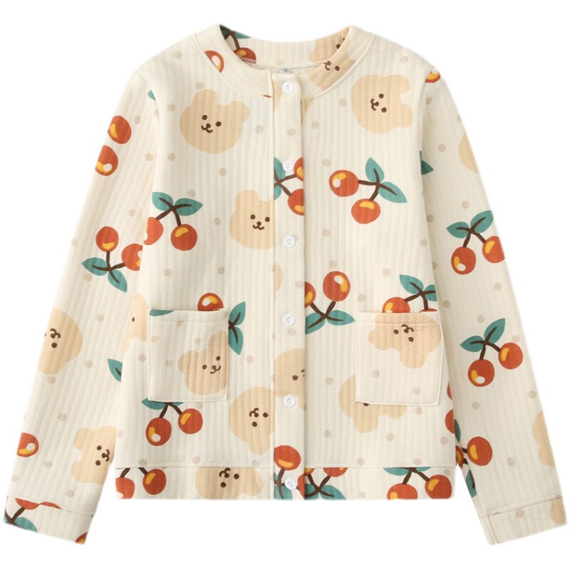 睡衣女秋春秋款纯棉空气层开衫休闲外套居家服外穿全棉家居服上衣