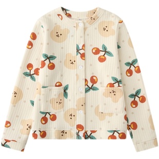 睡衣女秋春秋款纯棉空气层开衫休闲外套居家服外穿全棉家居服上衣