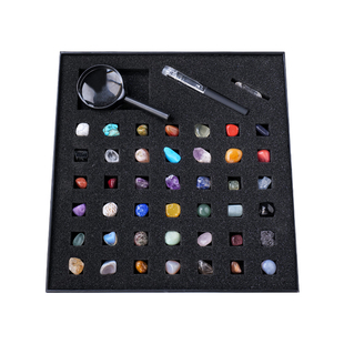 天然水晶地球宝石43种矿石标本儿童礼物盒矿物晶体玛瑙地质摆件