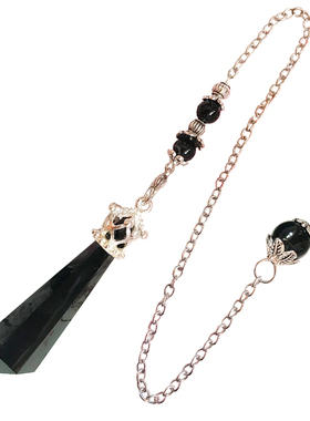 原创天然黑曜石灵摆吊坠项链