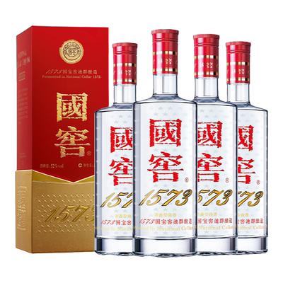 国窖1573官方旗舰店 52度四喜盈樽4瓶整箱浓香型白酒新年送礼长辈