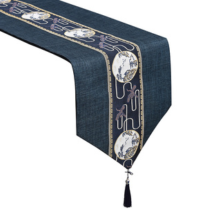 新中式桌旗防水复古中国风客厅红木茶几禅意茶旗电视柜长条布结婚