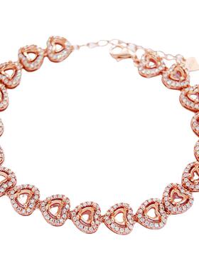 S925银简约个性小众心形手链空托