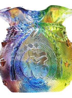 钱袋琉璃笔筒毛笔筒招财进宝工艺品摆件客厅桌面办公摆放工艺礼品