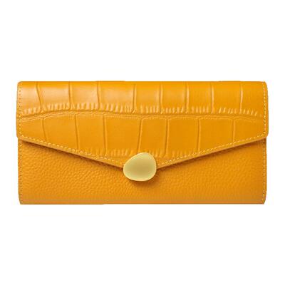 鳄鱼纹长款软牛皮真皮钱包放手机