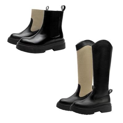 曲奇厚底长靴v口高筒骑士靴