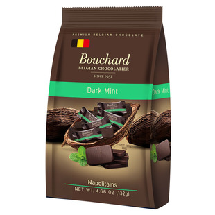 比利时进口Bouchard巧克力薄荷黑巧克力纯可可脂132g独立包装零食