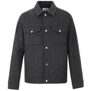 Mind Bridge男士工装翻领夹克冬季羊毛外套2025年短款毛呢大衣