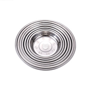 304食品级不锈钢盘子圆盘菜盘碟子家用加深汤盆餐盘水果盘子加厚