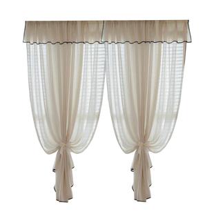 法式自带帘头亚麻纱帘透光不透人诧寂风阳台客厅隔断衣帽间门帘